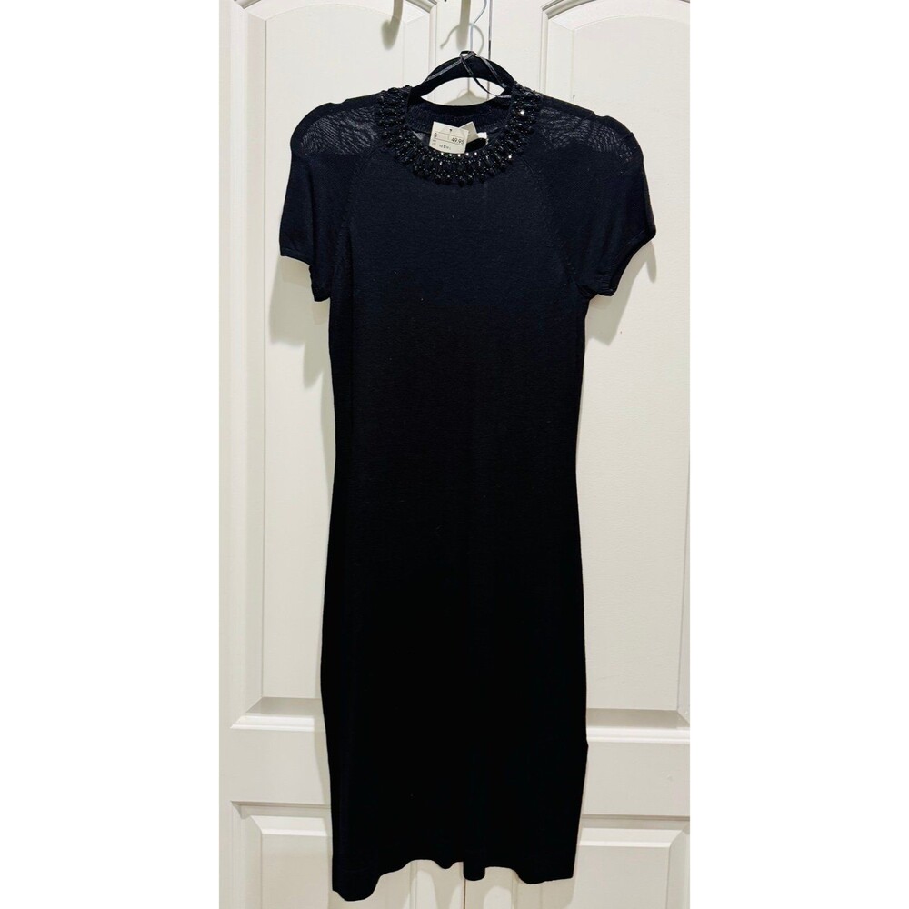 H&M Sheer Black beaded collar dress